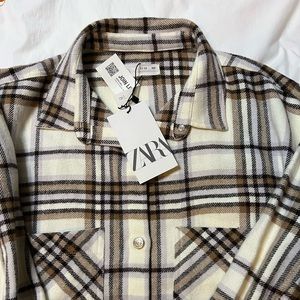 Zara Flannel Light Purple and Brown Overshirt/Jacket